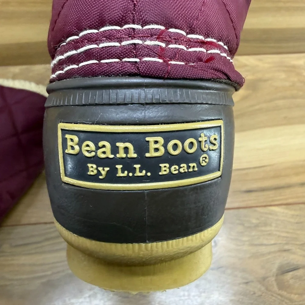 LL Bean Boots Shearling Lined Tall Womens 8 M‎ Quilted Burgundy